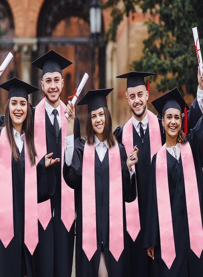 GHGMAO Plain Graduation Stole for Unisex Adults, Class of 2025 Graduation Sash Honor Stoles for Academic Commencements, 60" / 72" Long, 13 Colors (Pink) - Image 2